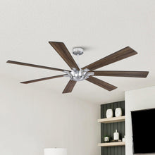 Cargar imagen en el visor de la galería, 72&quot; Farmhouse DC Motor Brushed Nickel Downrod Mount Reversible Ceiling Fan with Remote Control
