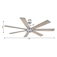 Cargar imagen en el visor de la galería, 72&quot; Farmhouse DC Motor Brushed Nickel Downrod Mount Reversible Ceiling Fan with Remote Control
