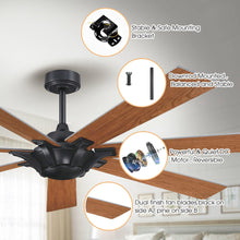 Cargar imagen en el visor de la galería, 72&quot; Farmhouse DC Motor Brushed Nickel Downrod Mount Reversible Ceiling Fan with Remote Control
