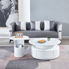 Carregar imagem no visualizador da galeria, 2 Pieces White MDF Round Coffee Table Set for Living Room, Bedroom
