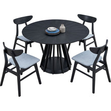 Load image into Gallery viewer, (1 Table+4 Chairs)Modern Dining Table Set of 5 pcs,Wooden Dining Table and Upholstered Chairs for Living Room,Round Kitchen Set with Sturdy Legs for Restaurant,Black
