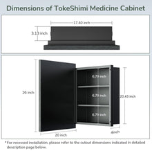 Load image into Gallery viewer, TokeShimi 20x26 Recessed Medicine Cabinet Bathroom Vanity Mirror Gold Metal Framed Surface Wall Mounted with Aluminum Alloy Beveled Edges Design 1 Doo
