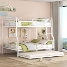 Load image into Gallery viewer, Full XL Over Queen Metal Bunk Bed with Twin Size Trundle, White
