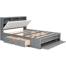 Load image into Gallery viewer, Wood Queen Size Platform Bed with Storage Headboard, shoe rack and 4 drawers,Gray
