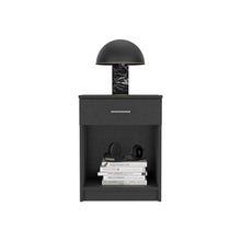 Carregar imagem no visualizador da galeria, Nightstand Coco, Single Drawer, Lower Shelf, Black Wengue Finish
