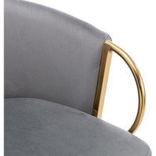 Carregar imagem no visualizador da galeria, 26 Inch Set of 2 Bar Stools, with Chrome Footrest and Base Velvet + Golden Leg Simple Bar Stool, GRAY
