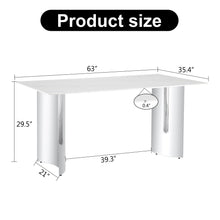 Carregar imagem no visualizador da galeria, Table and chair set, modern and minimalist dining table. Imitation marble glass sticker desktop, stainless steel legs, stable and beautiful. Comfortable PU seats. DT-69
