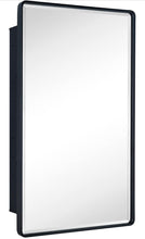 Load image into Gallery viewer, TEHOME Farmhouse Matt Black Recessed Bathroom Medicine Cabinet with Mirror Rounded Rectangle Metal Framed Medicine Cabinet with Beveled Mirror 24x36&quot;
