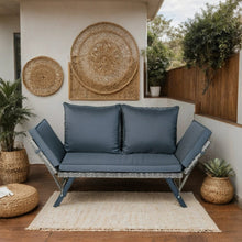 Load image into Gallery viewer, 1 PCS Patio Wicker Side Foldable Bench Patio Backyard Conversation Bench Grey Wicker + Dark Grey Cushion
