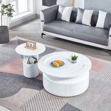 Carregar imagem no visualizador da galeria, 2 Pieces White MDF Round Coffee Table Set for Living Room, Bedroom
