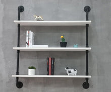 Load image into Gallery viewer, HDDFER Floating Bookshelf Shelves Industrial Pipe Shelving Pipe Shelves Rustic White Wall Shelves 36 Inch Farmhouse Book Shelves for Kitchen Bar,Bathr
