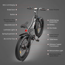 Load image into Gallery viewer, 26&quot; 750W Electric Bike Fat Tire 48V 15AH Removable Lithium Battery for Adults

