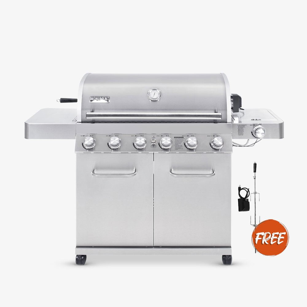 77352 | Full Stainless Propane Gas Grill with Free Rotisserie Kit