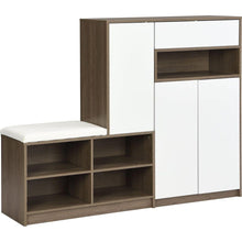 Cargar imagen en el visor de la galería, 2-in-1 Shoe Storage Bench &amp; Shoe Cabinets , Multi-functional Shoe Rack with Padded Seat, Versatile Shoe Storage Solution with Adjustable Shelves for Hallway, White
