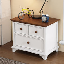 Cargar imagen en el visor de la galería, 2 Pieces Wooden Captain Bedroom Set Full Bed with Trundle and Nightstand, White+Walnut
