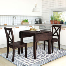 Load image into Gallery viewer, 3-Piece Wood Drop Leaf Breakfast Nook Dining Table Set with 2 X-back Chairs for Small Places, Espresso

