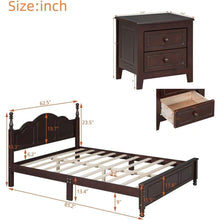 Carregar imagem no visualizador da galeria, 3-Pieces Bedroom Sets,Queen Size Wood Platform Bed and Two Nightstands-Dark Walnut
