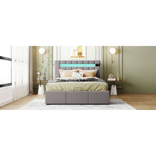 Load image into Gallery viewer, Upholstered Bed Full Size with LED light, Bluetooth Player and USB Charging, Hydraulic Storage Bed in Gray Velvet Fabric
