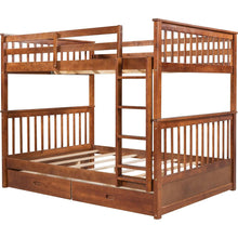 Carregar imagem no visualizador da galeria, Full-Over-Full Bunk Bed with Ladders and Two Storage Drawers (Walnut)
