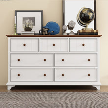Cargar imagen en el visor de la galería, 3 Pieces Wooden Captain Bedroom Set Full Bed with Trundle, Nightstand and Dresser, White + Walnut
