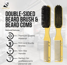 Load image into Gallery viewer, Double-Sided Beard Brush &amp; Beard Comb Barber Brush for Grooming Beard Non-Slip &amp; Sturdy Bristle Brush for Clean Cuts Professional Barber Comb for Beard &amp; Hair Edge Control Brush Barber Accessories
