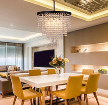 Load image into Gallery viewer, Wellmet Black Crystal Chandelier 24 inch, 3-Tier Modern Round K9 Crystals Light Fixtures for Dining Room, Contemporary Pendant Light FixtureKitchen Is
