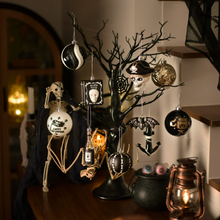 Carregar imagem no visualizador da galeria, Halloween Christmas Tree Ornaments Set, 70-Piece Black &amp; White Gothic Ornaments
