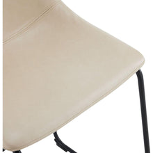 Load image into Gallery viewer, (Set of 2) Vintage Style 24-Inch Armless Industrial Faux Leather Counter Stool with Metal Legs and Footrest for Kitchen Island, Cafe, Pub, Bar Counter, Cream and Black
