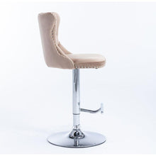 Load image into Gallery viewer, Swivel Velvet Barstools Adjusatble Seat Height from 25-33 Inch, Modern Upholstered Chrome base Bar Stools with Backs Comfortable Tufted for Home Pub and Kitchen Islandhaki, Set of 2)

