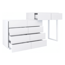 Load image into Gallery viewer, Extended Desktop 10 Drawers Chest of Drawer without Handle White Color Vanity
