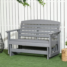 Load image into Gallery viewer, 2-Person Outdoor Glider Bench Patio Double Swing Rocking Chair Loveseat w/ Slatted HDPE Frame for Backyard Garden Porch, Light Gray
