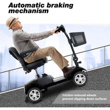 Load image into Gallery viewer, Four wheels Compact Travel Mobility Scooter with 300W Motor for Adult-300lbs, Gloss Black
