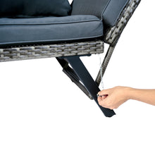 Load image into Gallery viewer, 1 PCS Patio Wicker Side Foldable Bench Patio Backyard Conversation Bench Grey Wicker + Dark Grey Cushion
