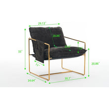 Carregar imagem no visualizador da galeria, 2 Sets 1 Case, Upholstered Hanging Armchair with Arm PocketsMetal frame, gold-plated craftsmanship, crushed foam cushions and skin-friendly woven fabric for living room and bedroom. Dark Gray
