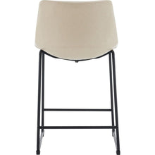 Load image into Gallery viewer, (Set of 2) Vintage Style 24-Inch Armless Industrial Faux Leather Counter Stool with Metal Legs and Footrest for Kitchen Island, Cafe, Pub, Bar Counter, Cream and Black
