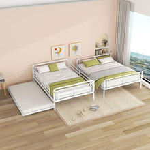 Load image into Gallery viewer, Full XL Over Queen Metal Bunk Bed with Twin Size Trundle, White
