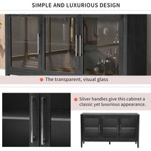Load image into Gallery viewer, Wood Storage Cabinet with Three tempered glass doors and Adjustable Shelf,Suitable for living room, study and entrance
