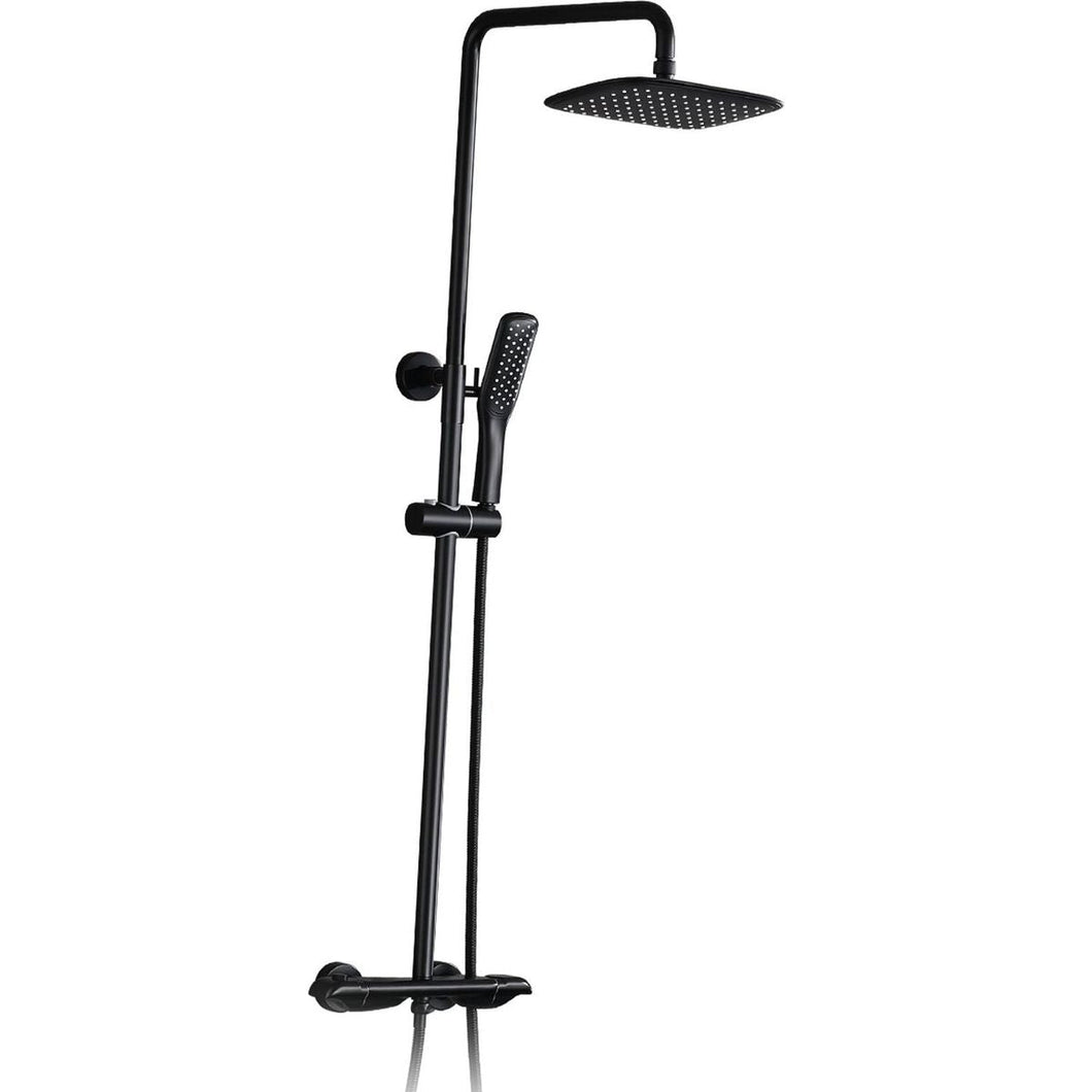 2-Function Thermostatic Rainfall Shower System in Matte Black
