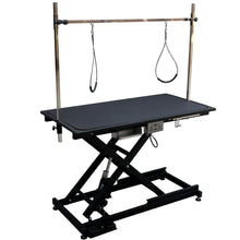 Load image into Gallery viewer, electric pet grooming table, 110V/220V professional groomer recommend super Deluxe electric pet grooming table, 110V/220V professional groomer recommend height adjust from 8 up to 36inch BLACK COLOR
