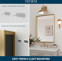 Load image into Gallery viewer, TETOTE Brushed Gold Bathroom Mirror 24 x 36 Inch Rectangle Gold Metal Framed Bathroom Vanity Mirror, Modern Farmhouse Rectangular Brass Frame Large Wa
