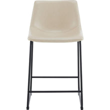 Load image into Gallery viewer, (Set of 2) Vintage Style 24-Inch Armless Industrial Faux Leather Counter Stool with Metal Legs and Footrest for Kitchen Island, Cafe, Pub, Bar Counter, Cream and Black
