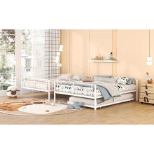 Load image into Gallery viewer, Full XL Over Queen Metal Bunk Bed with Trundle, White

