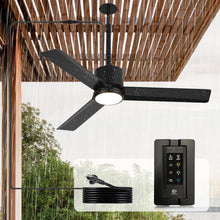 Load image into Gallery viewer, 42 Inch Rhine Indoor/Wet Outdoor IP65 Black Anywhere Waterproof Ceiling Fan with LED Light and Convenient Hanging Hook
