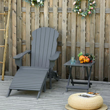 Cargar imagen en el visor de la galería, 3-Piece Folding Adirondack Chair with Ottoman and Side Table, Outdoor Wooden Fire Pit Chairs w/ High-back, Wide Armrests for Patio, Backyard, Garden, Lawn Furniture, Gray

