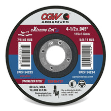 Cargar imagen en el visor de la galería, CGW Abrasives eXtreme Cut Ceramic Cutting Wheels, Stainless Steel
