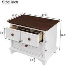 Cargar imagen en el visor de la galería, 2 Pieces Wooden Captain Bedroom Set Full Bed with Trundle and Nightstand, White+Walnut
