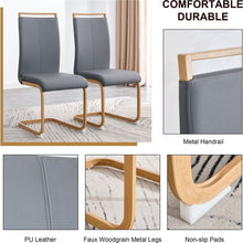 Load image into Gallery viewer, White stone burning tabletop with rubber wooden legs, foldable computer desk, foldable office desk, Modern PU leather high back cushion side chair with wood grain metal legs.
