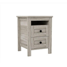 Carregar imagem no visualizador da galeria, 3-Pieces Bedroom Sets Queen Size Farmhouse Platform Bed with Double Sliding Door Storage Headboard and Charging Station, Storage Nightstand and Dresser, Antique Gray
