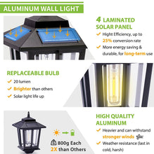 Load image into Gallery viewer, 2 Pack SmartYard Solar Aluminum Wall Hanging Lanterns with Replaceable Bulb, 4 Solar Panels,Anti-Rust

