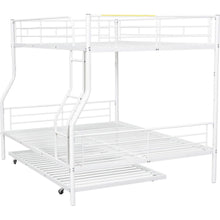 Load image into Gallery viewer, Full XL Over Queen Metal Bunk Bed with Trundle, White
